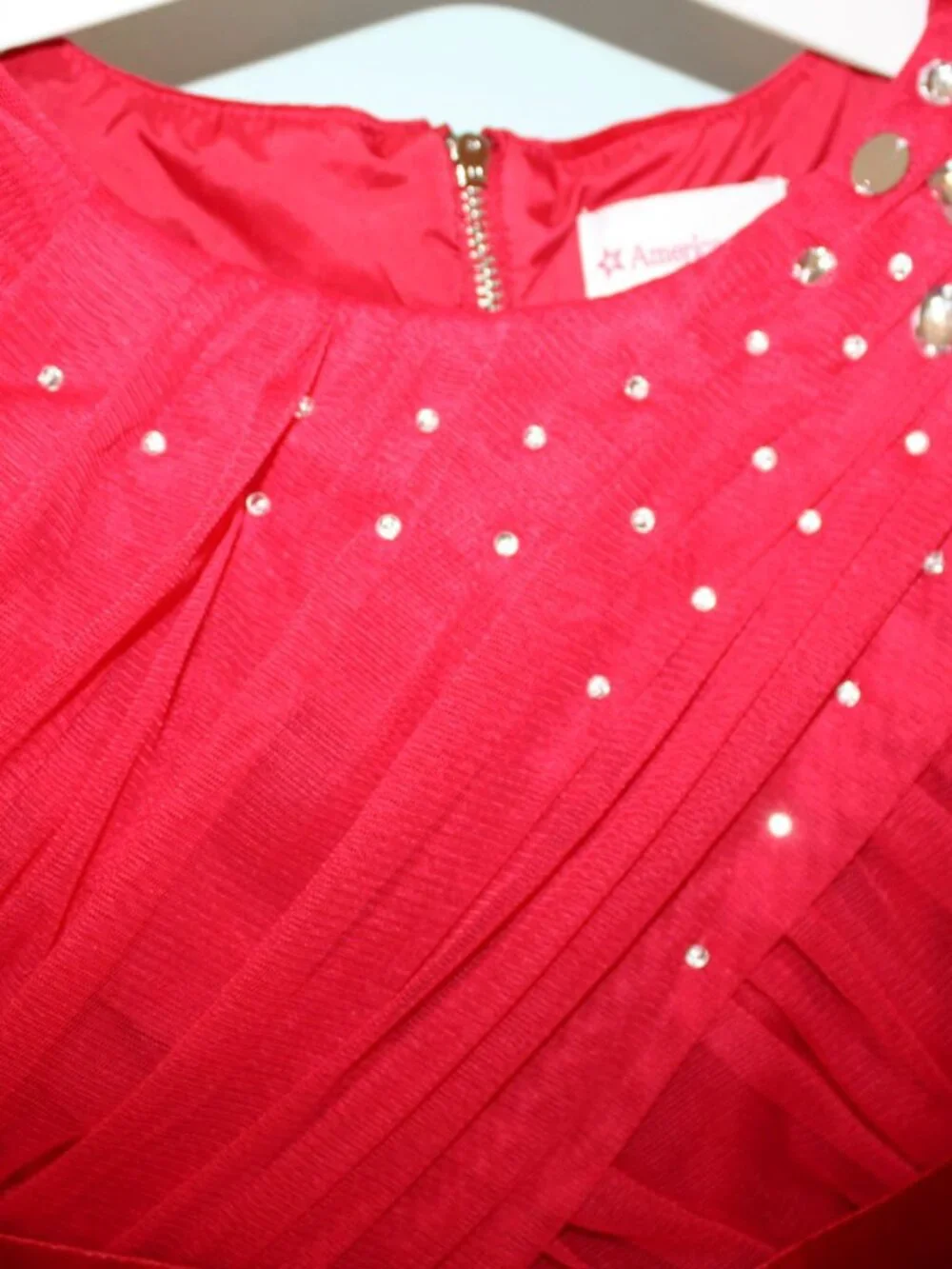 AMERICAN GIRL Size 7 TIS THE SEASON Red Velvet Sparkle Holiday Christmas Dress